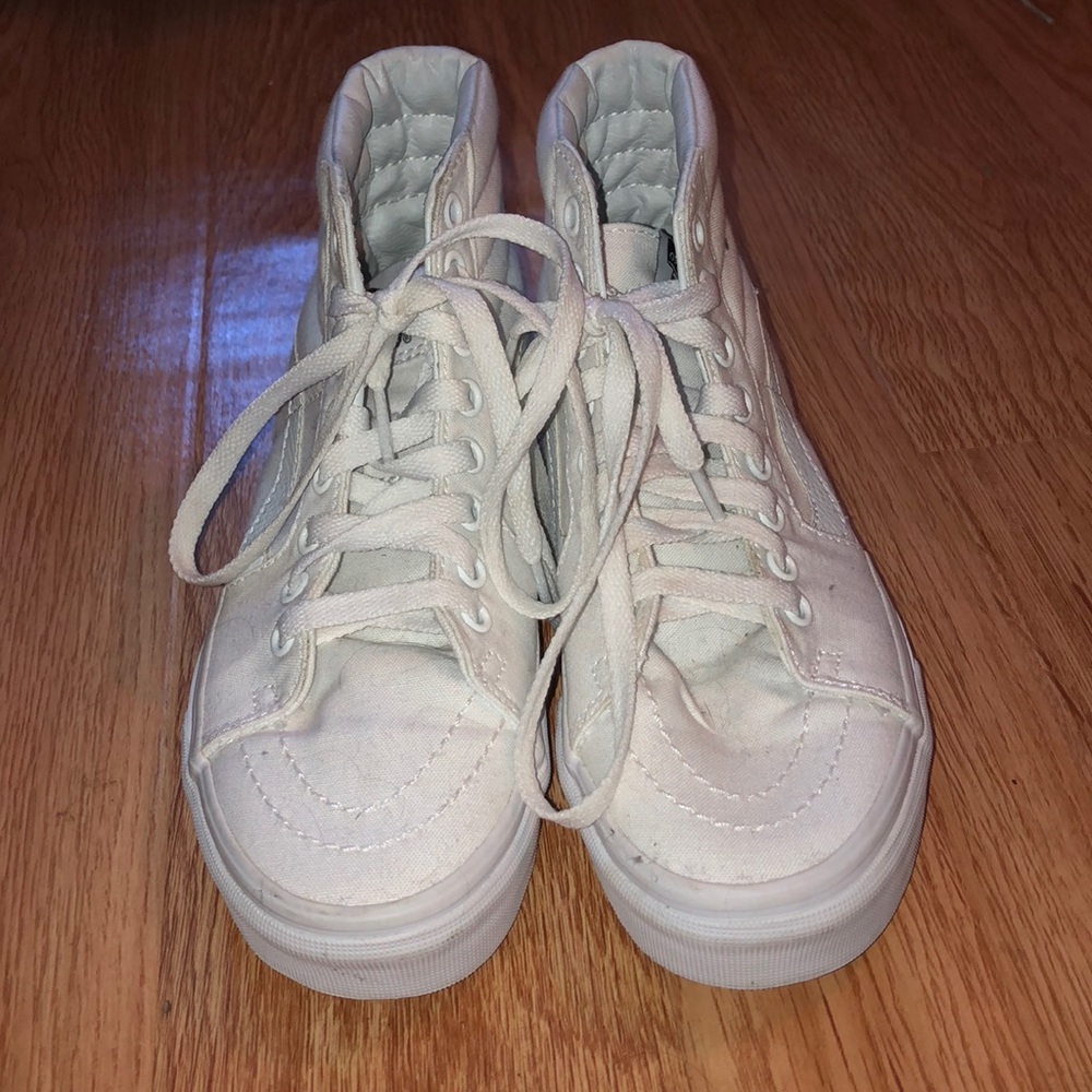 All-White Vans Sk8-Hi Size 5.5 Women’s or 4 Men’s